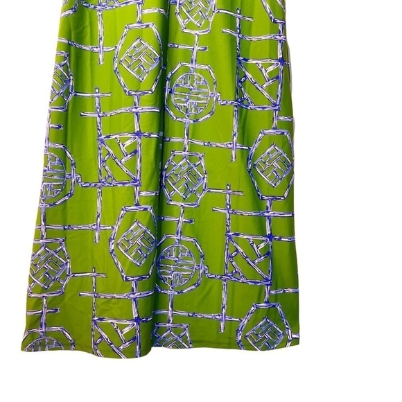 JUDE CONNALLY NWT Bamboo Lattice Print Knit Split V Neck Midi Dress Size XS - Picture 6 of 15